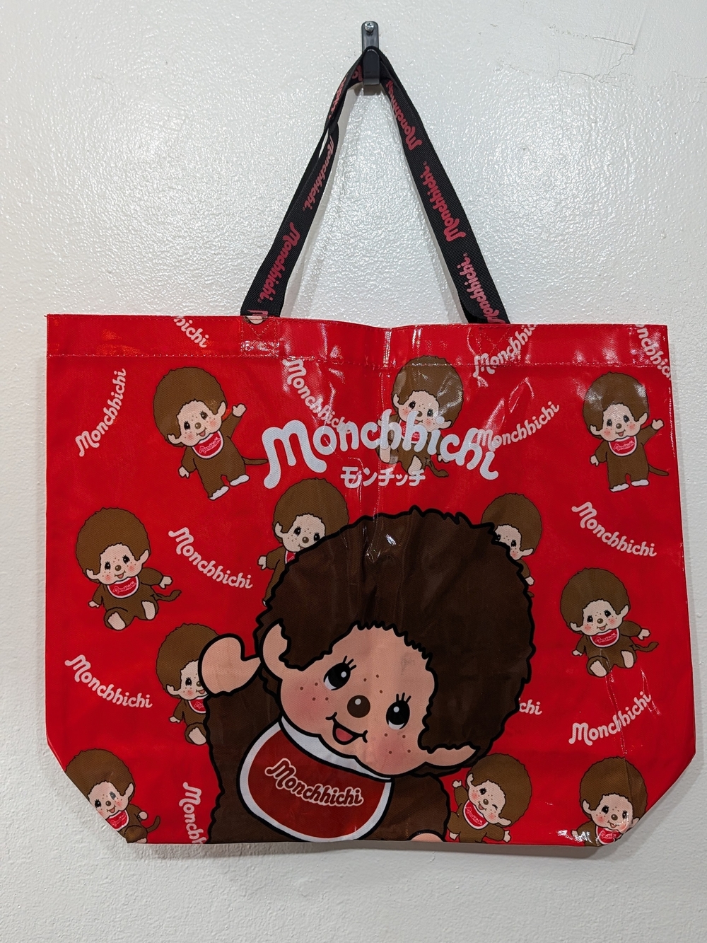 Monchhichi Red Graphic Tote Bag with Character Print
